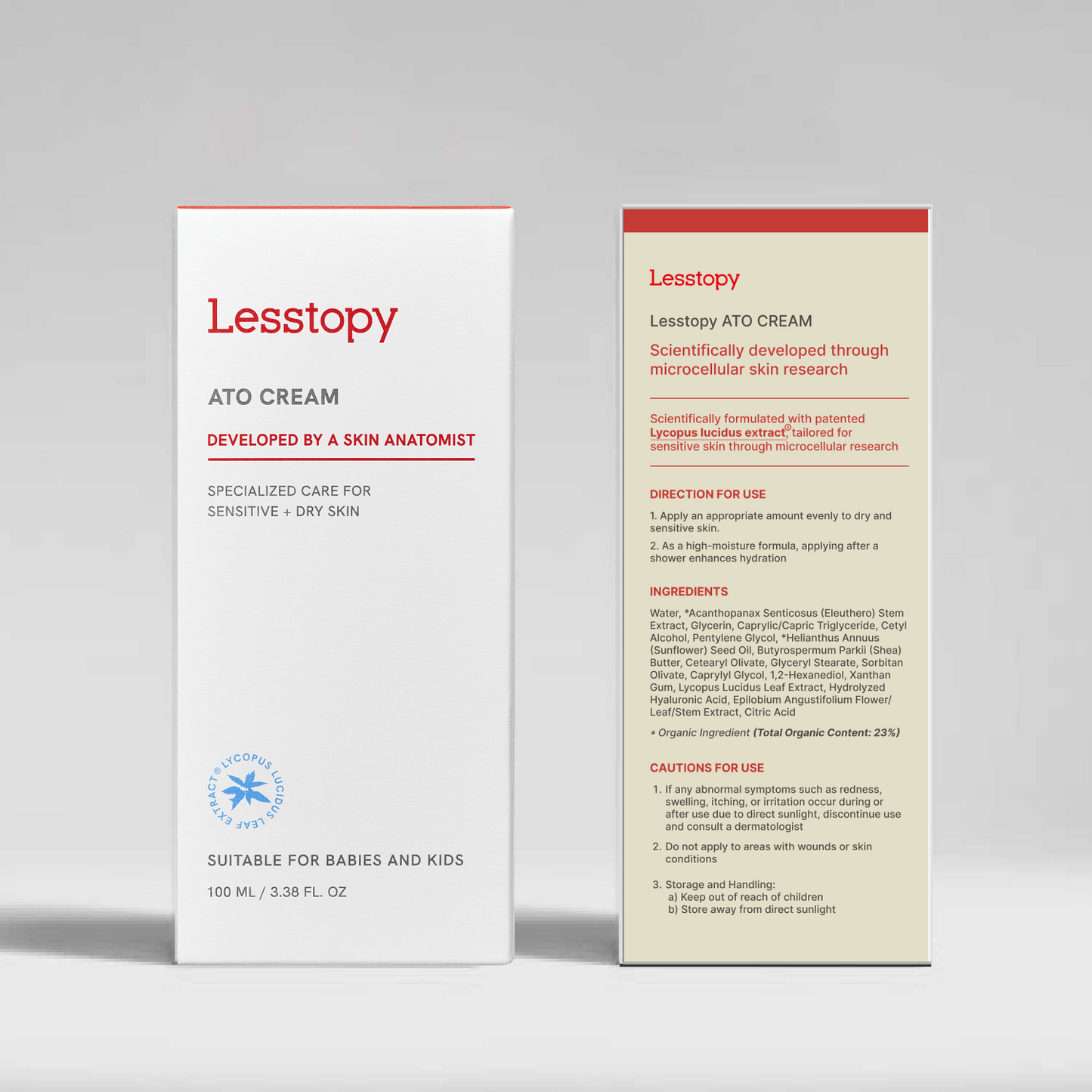 Lesstopy ATO Cream for Kids - Organic, Eczema & Sensitive Skin Care
